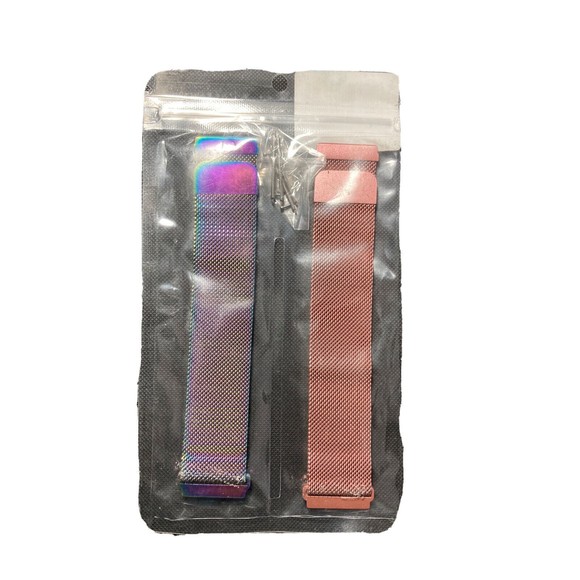 For Apple iWatch Series-Metal Stainless Steel Bands Rainbow & Pink (1) Set of 2 - Picture 8 of 10
